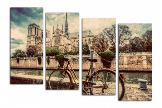 Модульная картина Велопрогулка по Парижу
